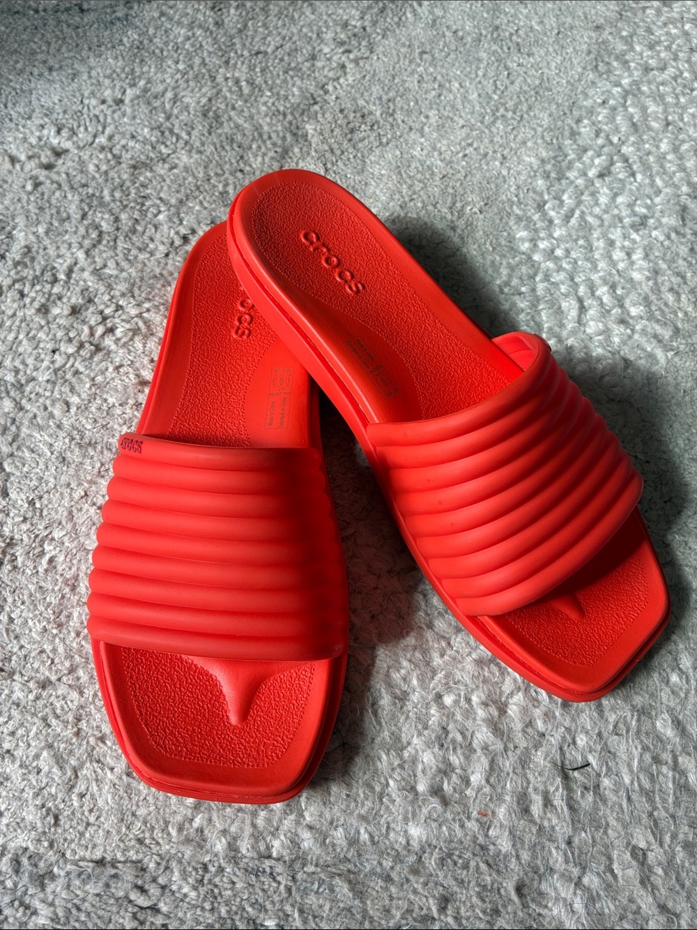 CROCS Women’s Miami Orange Ribbed Slide Sandals